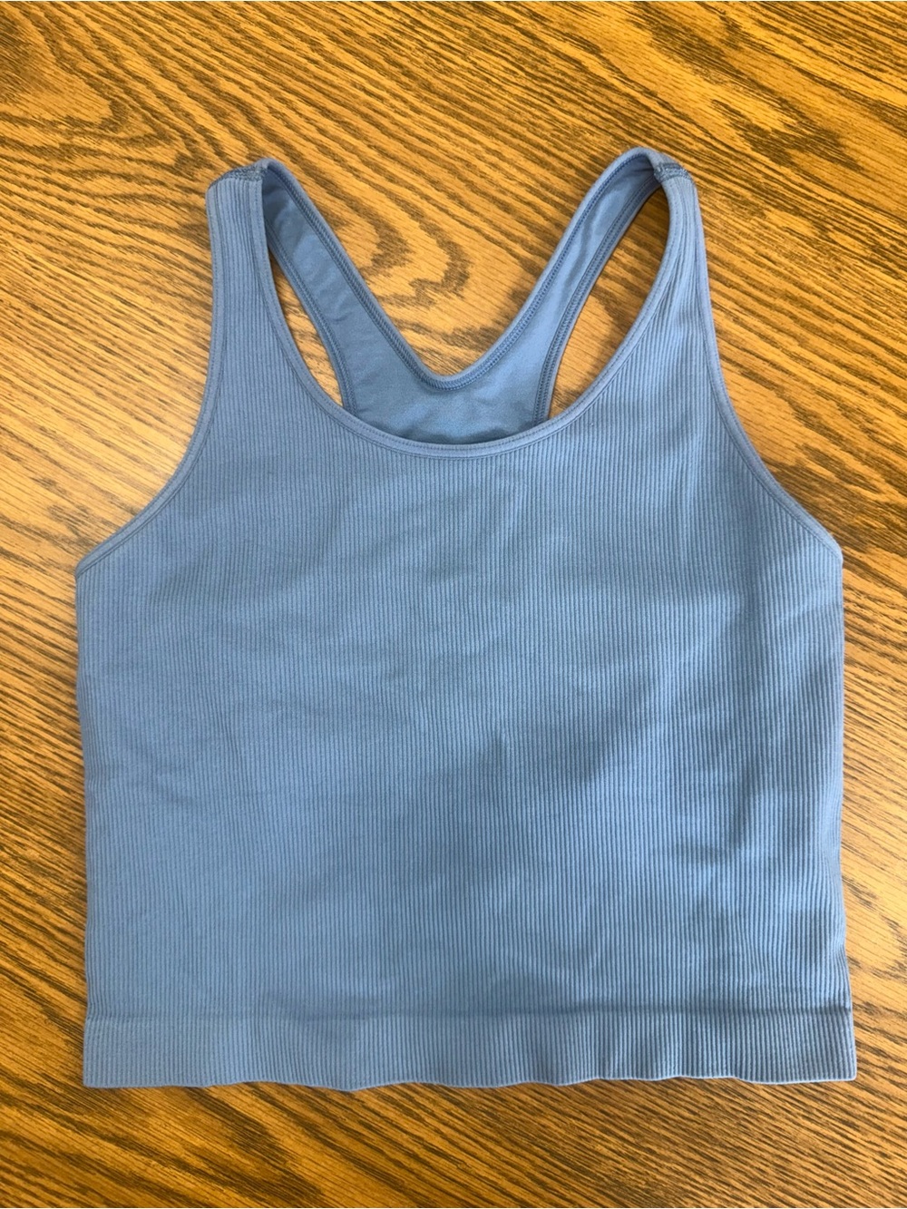 DSG Women’s M Blue Ribbed Seamless Racerback Sports Bra Medium Support